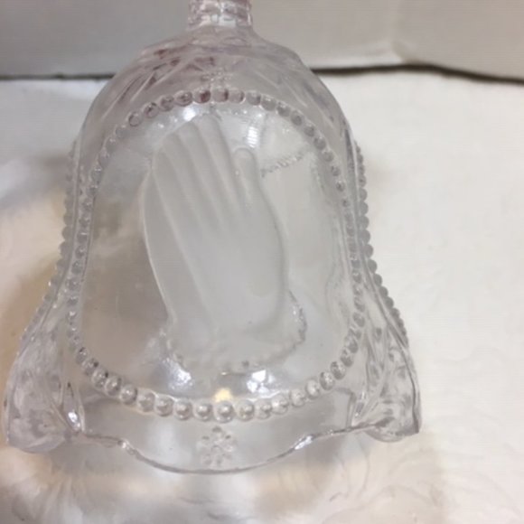 VTG Emson Etched Lead Crystal Glass Bell Praying Hands The Lord Is My Shepherd - Picture 5 of 7
